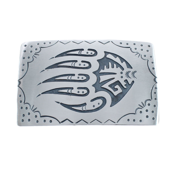 Native American Navajo Sterling Silver Bear Paw Belt Buckle JX124349